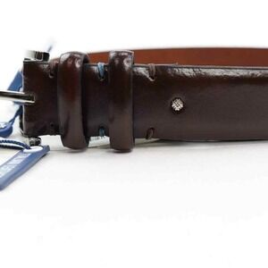 Ryan Seacrest Mens Brown Leather Belt Silver Buckle Seacrest Distinction Size S